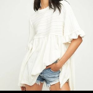 Free People Take A Spin Babydoll Ivory Tunic Dress Size M